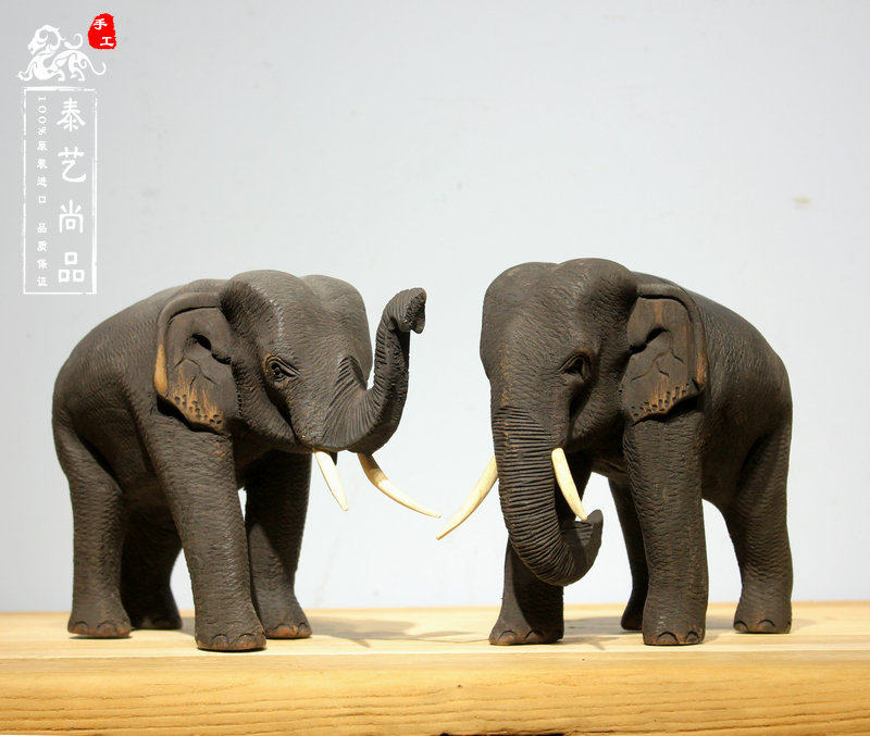 泰国柚木雕刻大象客厅装饰摆件创意家居饰品电视柜招财风水象礼品