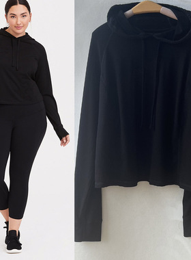 断码特价150-280斤1734特大码欧美黑色带帽细毛圈薄款卫衣