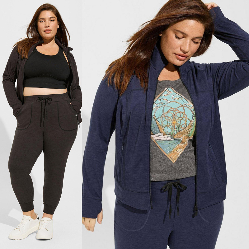 2613欧美胖MM特大码藏兰软糯速干运动夹克速干裤200 300斤