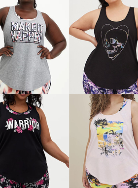 欧美胖MM特大码棉+莫代儿打底单穿印花背心200 300 400斤2048