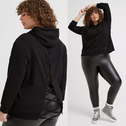 2683欧美特大码黑色拉绒后背设计休闲运动带帽卫衣200300斤