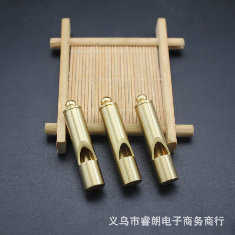 黄铜拉丝封釉口哨野外求生装备军迷用品裁判口哨钥匙挂件随身饰品