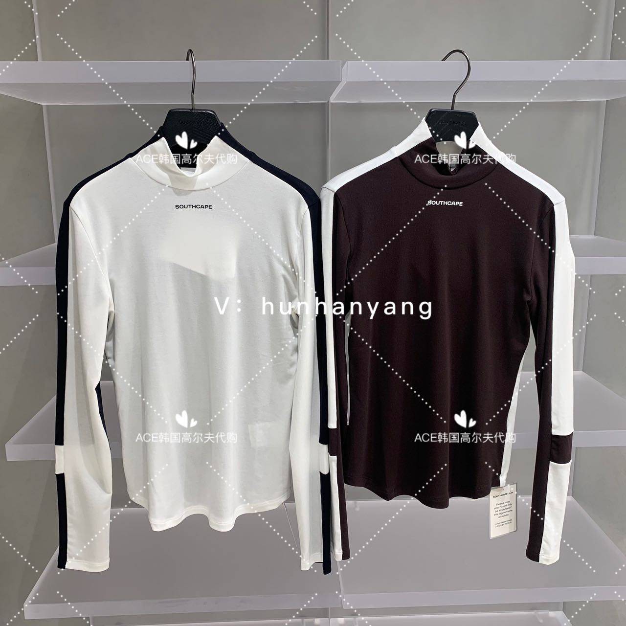 SC高尔夫女士拼色半高领保暖长袖