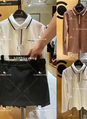Wangle折扣高尔夫女士2023秋冬百搭LOGO翻领纯色简约上衣WWW23292