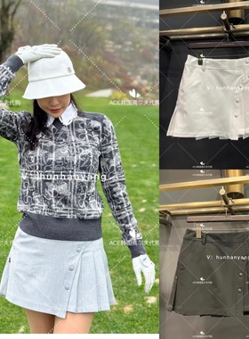 St ANDREWS折扣高尔夫女士2023秋季百搭LOGO纯色设计感运动百褶裙