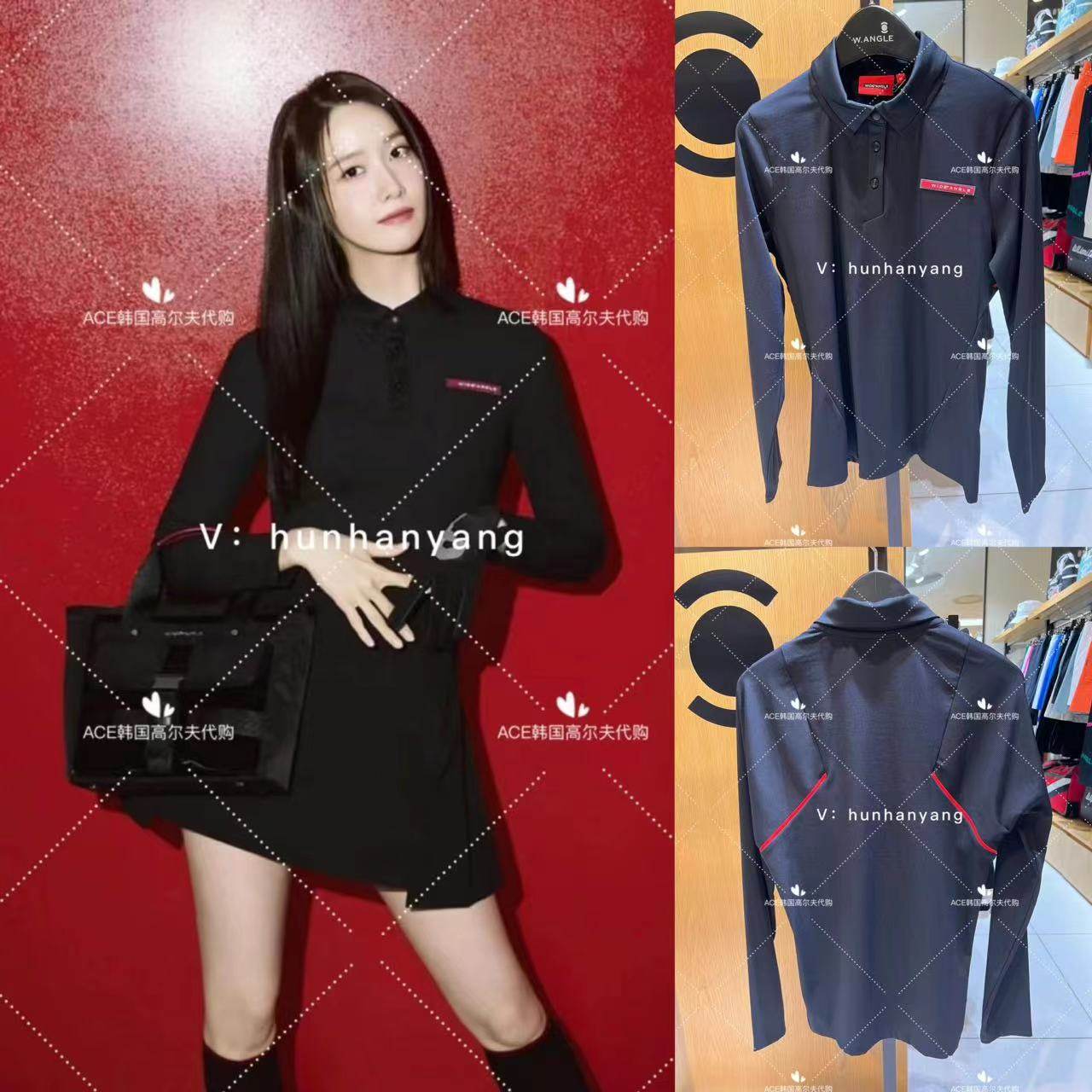 Wangle折扣高尔夫女士2023初秋百搭LOGO翻领系扣修身纯色上衣,个性定制/设计服务/DIY,POLO衫定制/加工,淘宝优惠券,粉丝福利购,淘宝优惠卷