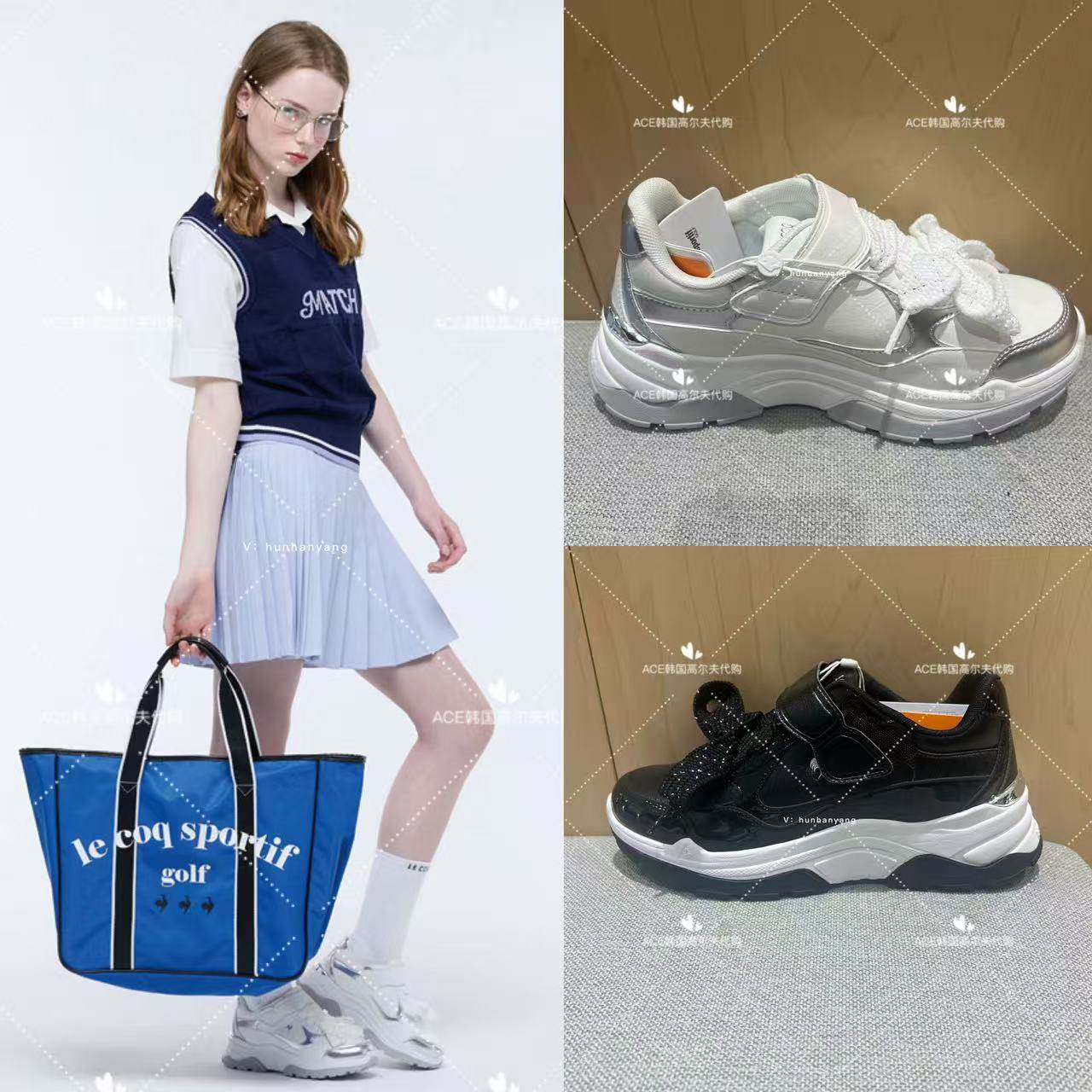 公鸡女士高尔夫球鞋25初秋新款百搭休闲时尚运动厚底增高球鞋