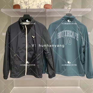 SouthCape高尔夫男士2023初秋百搭LOGO纯色拉链印花隐藏帽子上衣