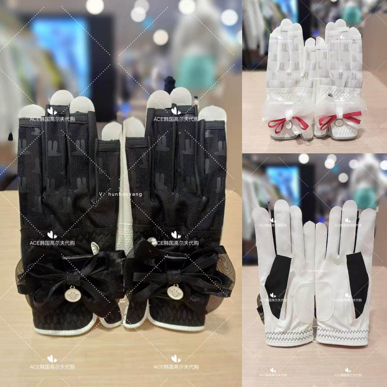 PG女士高尔夫折扣手套25夏季百搭休闲运动防滑露指透气双手手套