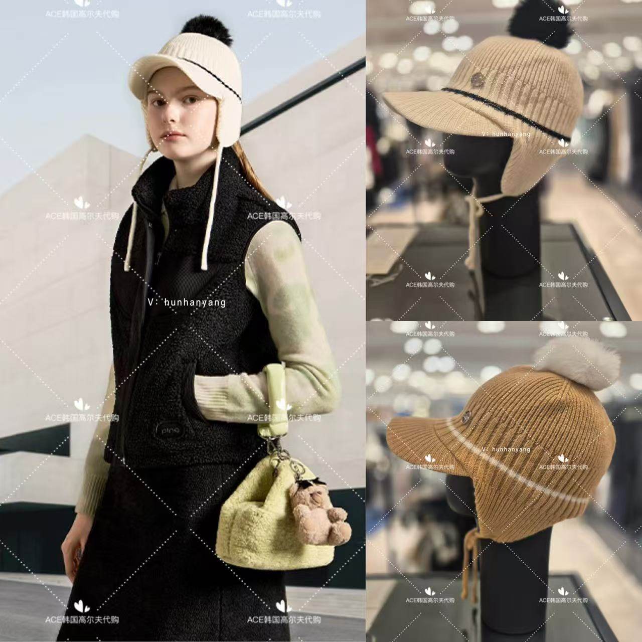 PING高尔夫球帽女士25冬季新款百搭休闲时尚运动保暖防风防晒帽