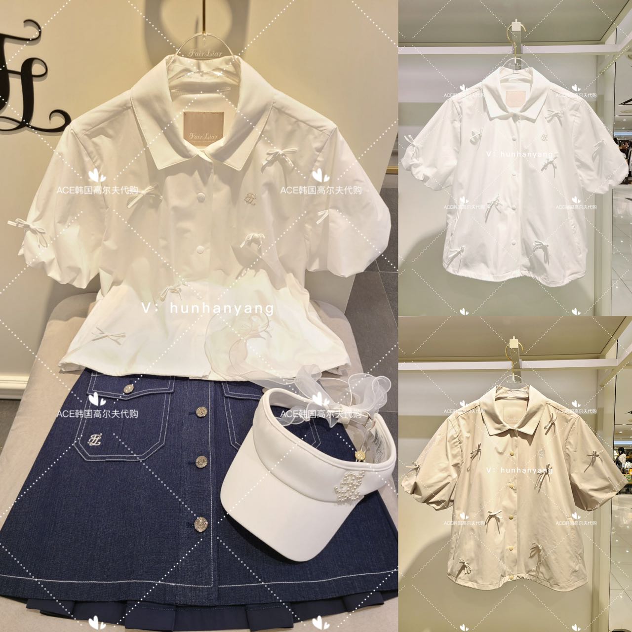 FL女士高尔夫服装半袖外套蝴蝶结