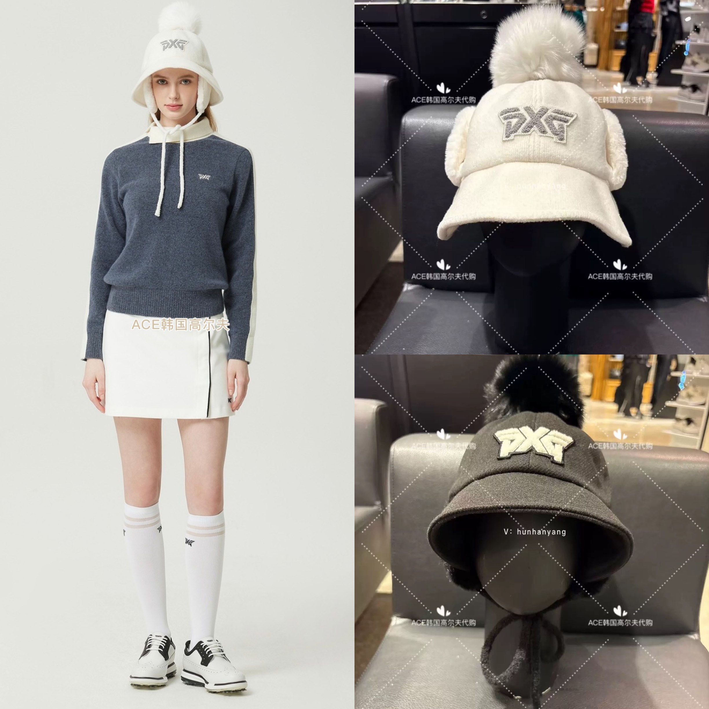 PXG高尔夫球帽女士25冬季新款百搭休闲时尚运动保暖渔夫防晒帽