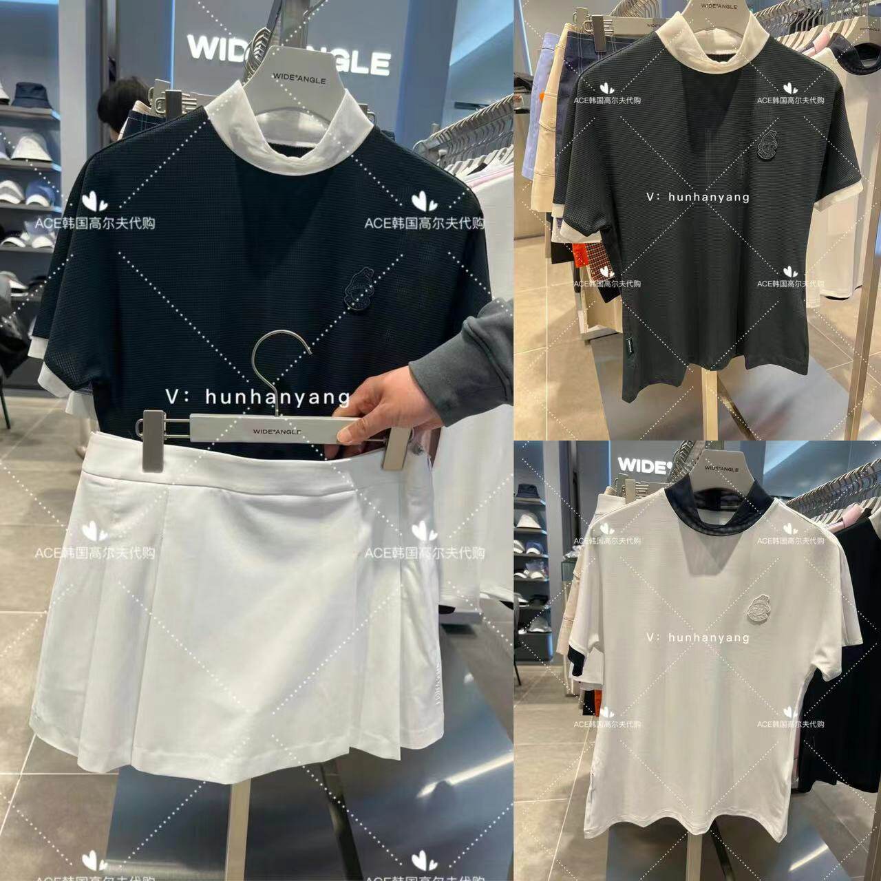 Wangle女士高尔夫服装24夏季折扣运动速干透气短袖上衣WWM24274