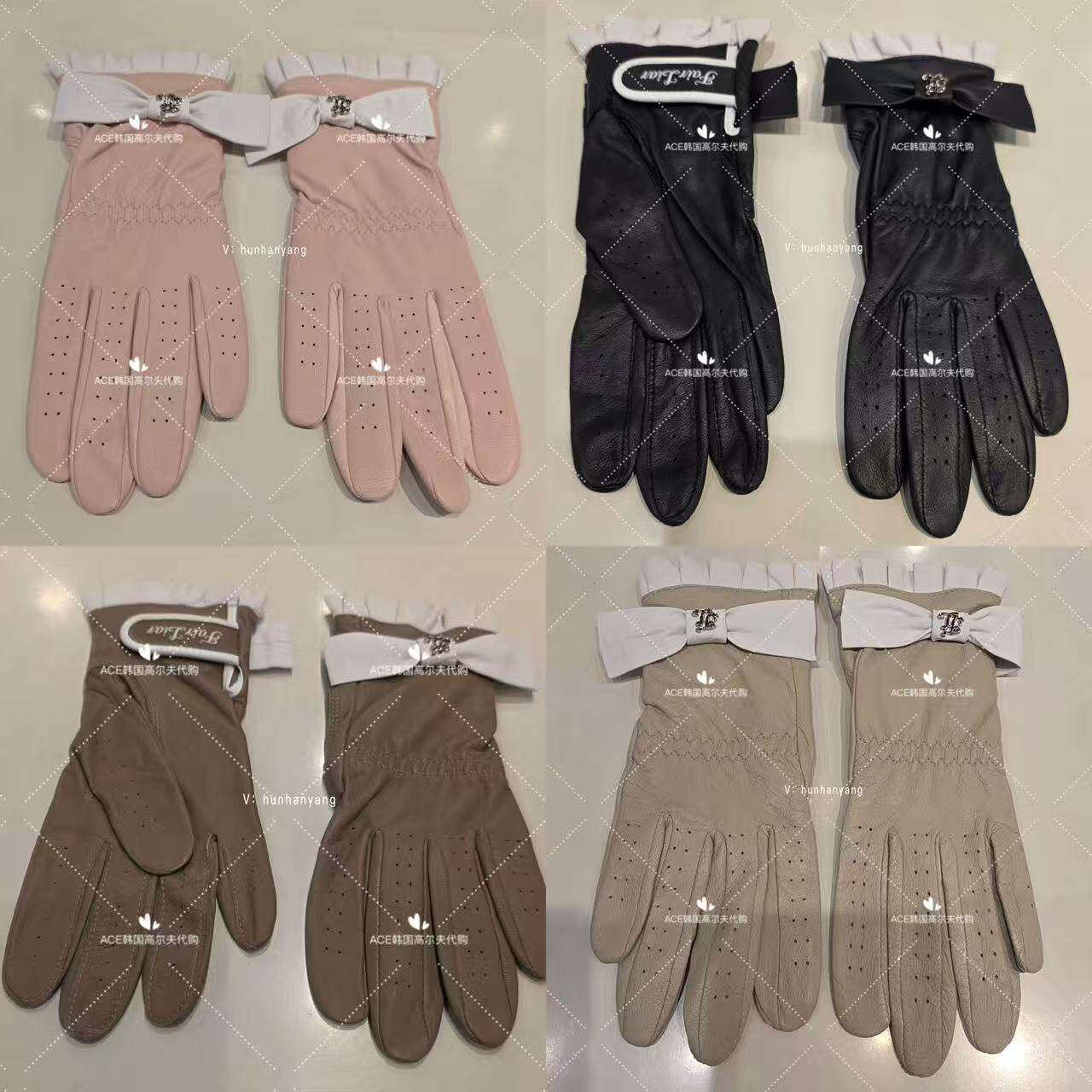 FL女士高尔夫双手手套25冬季新款百搭休闲运动时尚蝴蝶结防滑手套