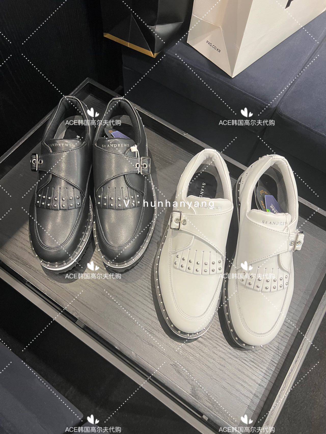 St ANDREWS女士高尔夫球鞋24夏季折扣百搭休闲运动厚底增高铆钉