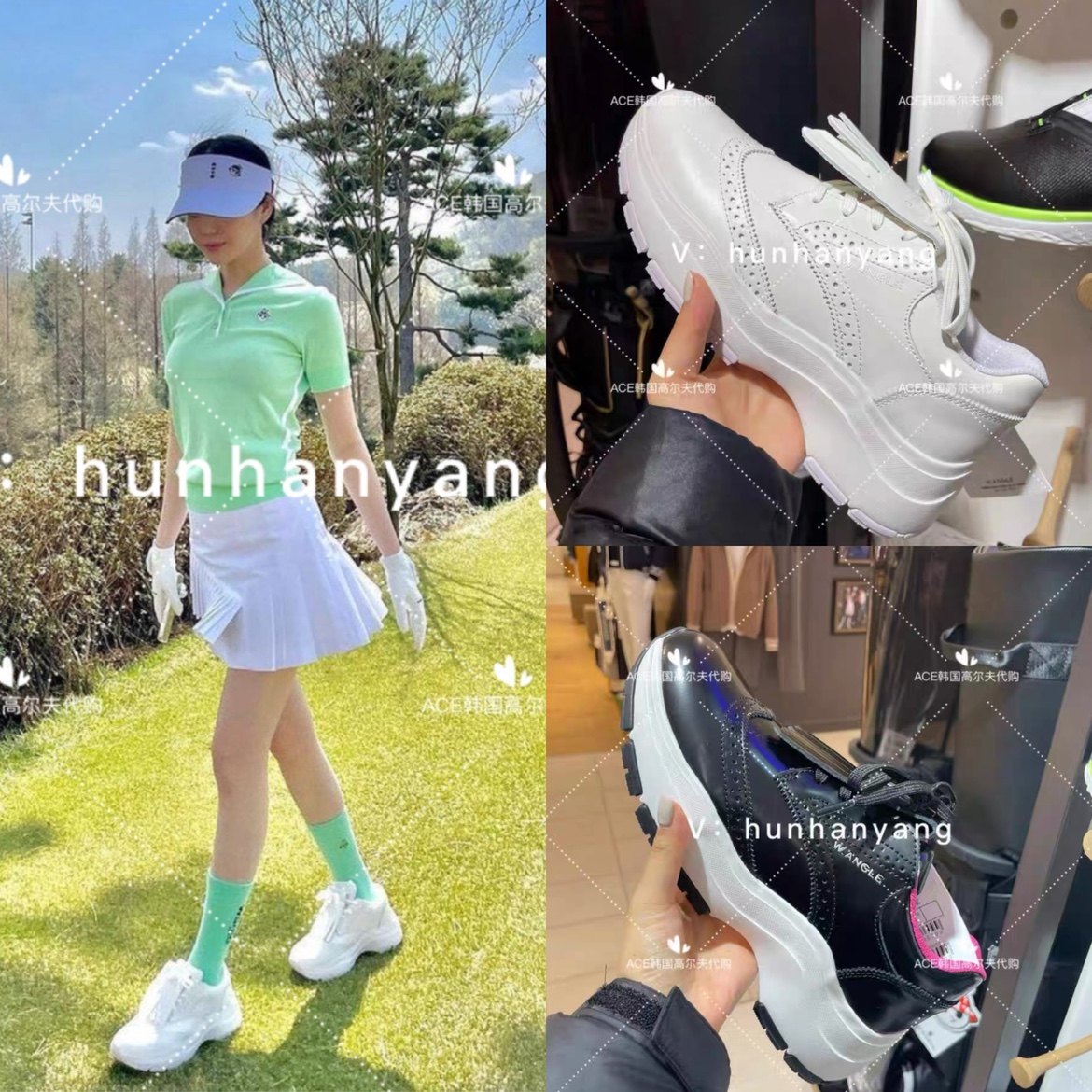 wangle高尔夫女士2022折扣春夏百搭厚底运动鞋