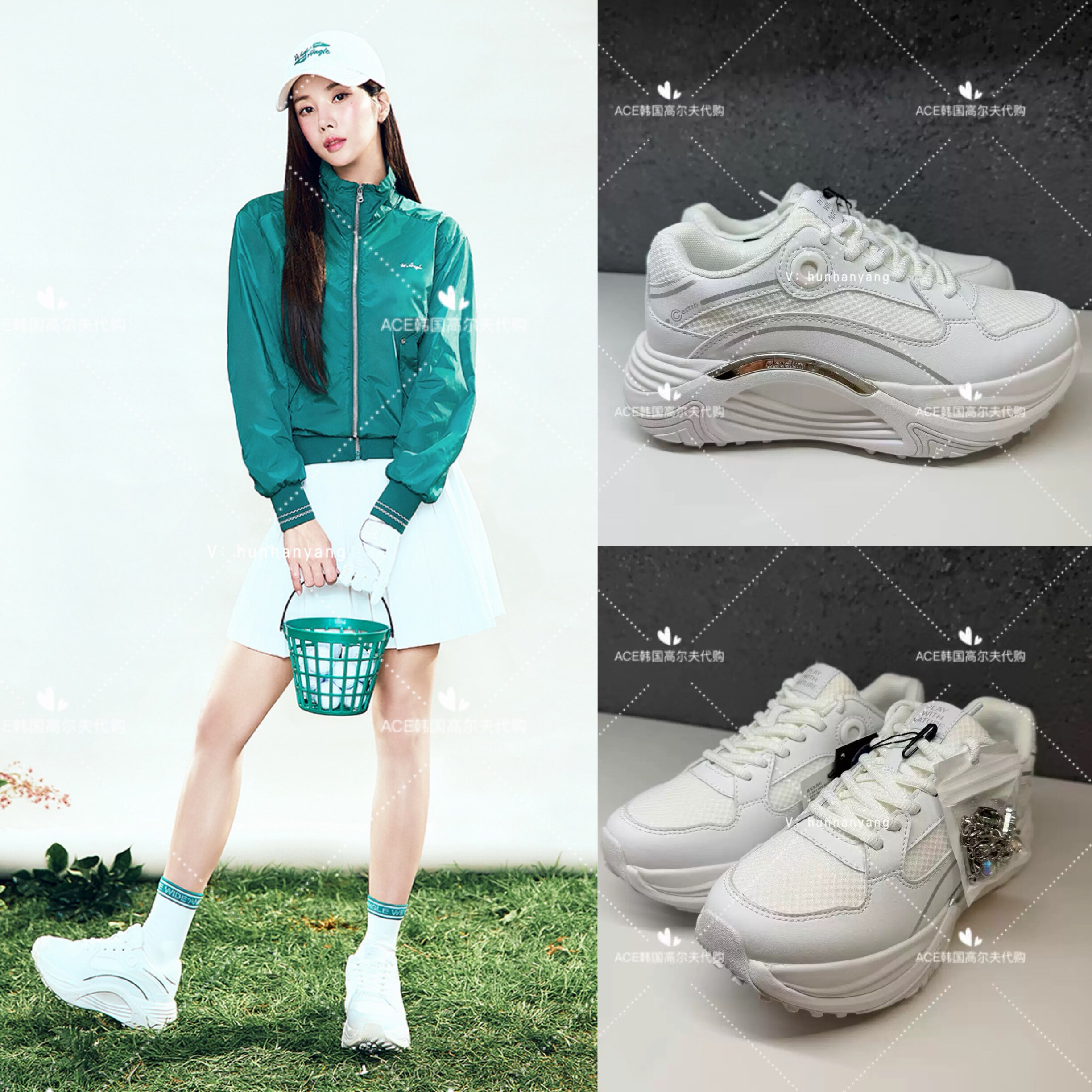 Wangle女士高尔夫球鞋26春季新款百搭休闲时尚舒适厚底增高运动鞋