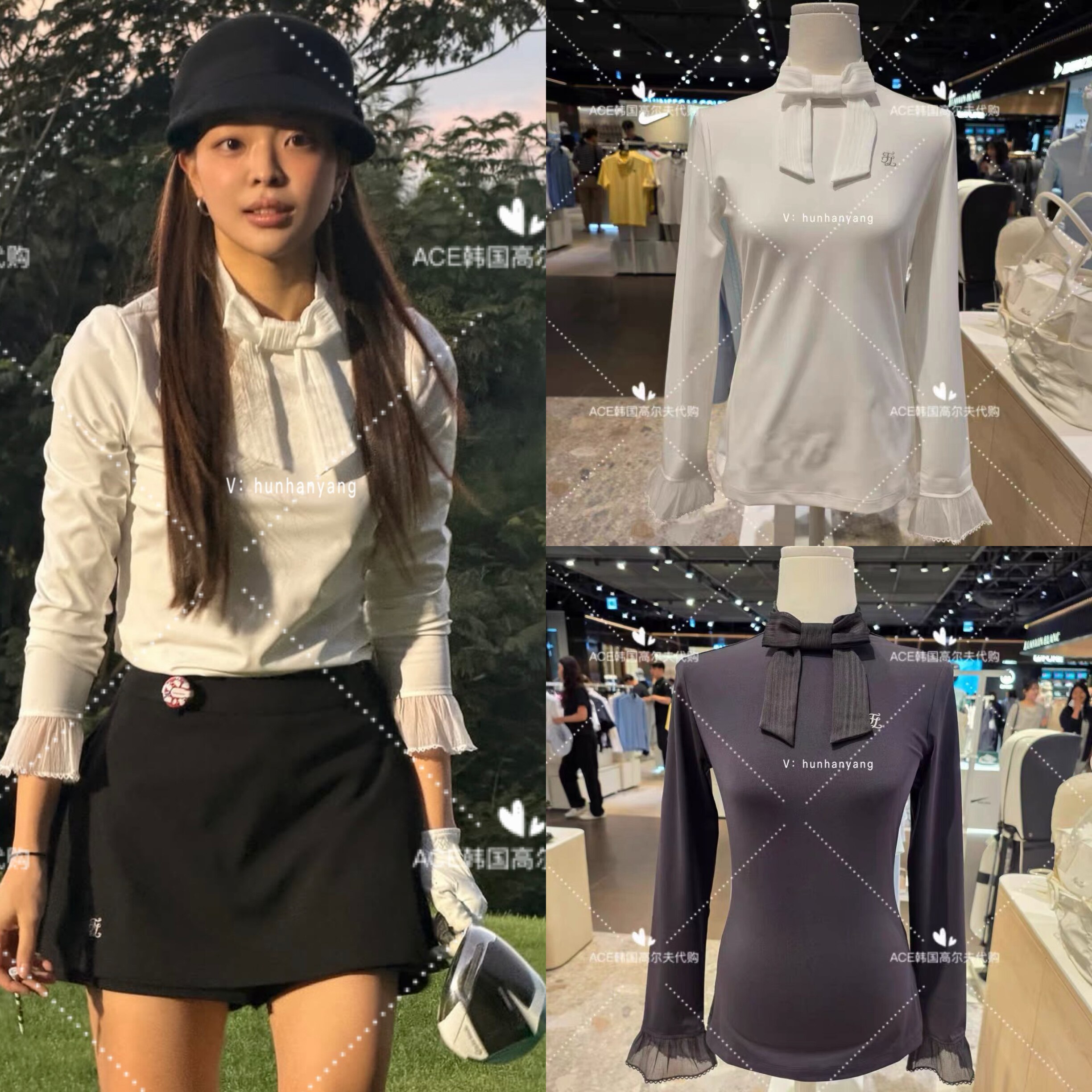 FL高尔夫蝴蝶结长袖女士