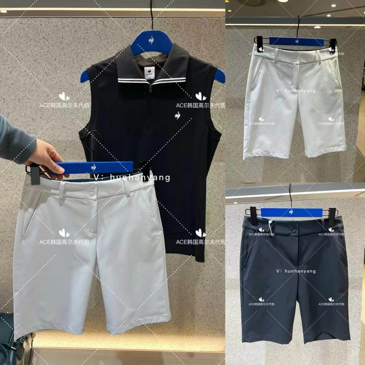 公鸡女士高尔夫服装24夏季折扣百搭休闲运动纯色口袋时尚修身短裤