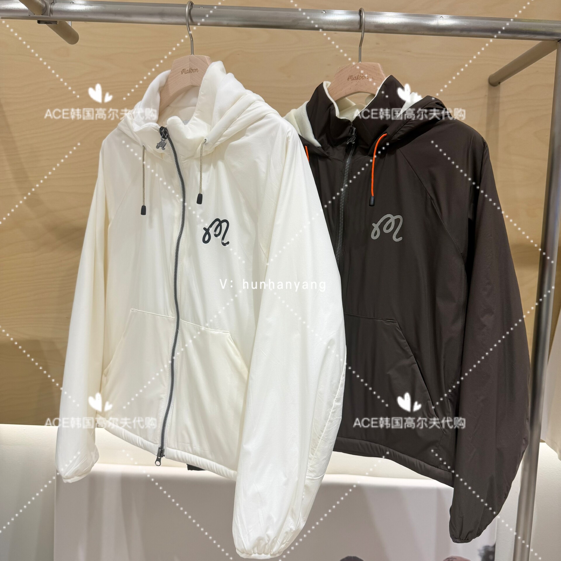 Malbon女士高尔夫外套26春季新款百搭休闲运动加绒连帽长袖外套