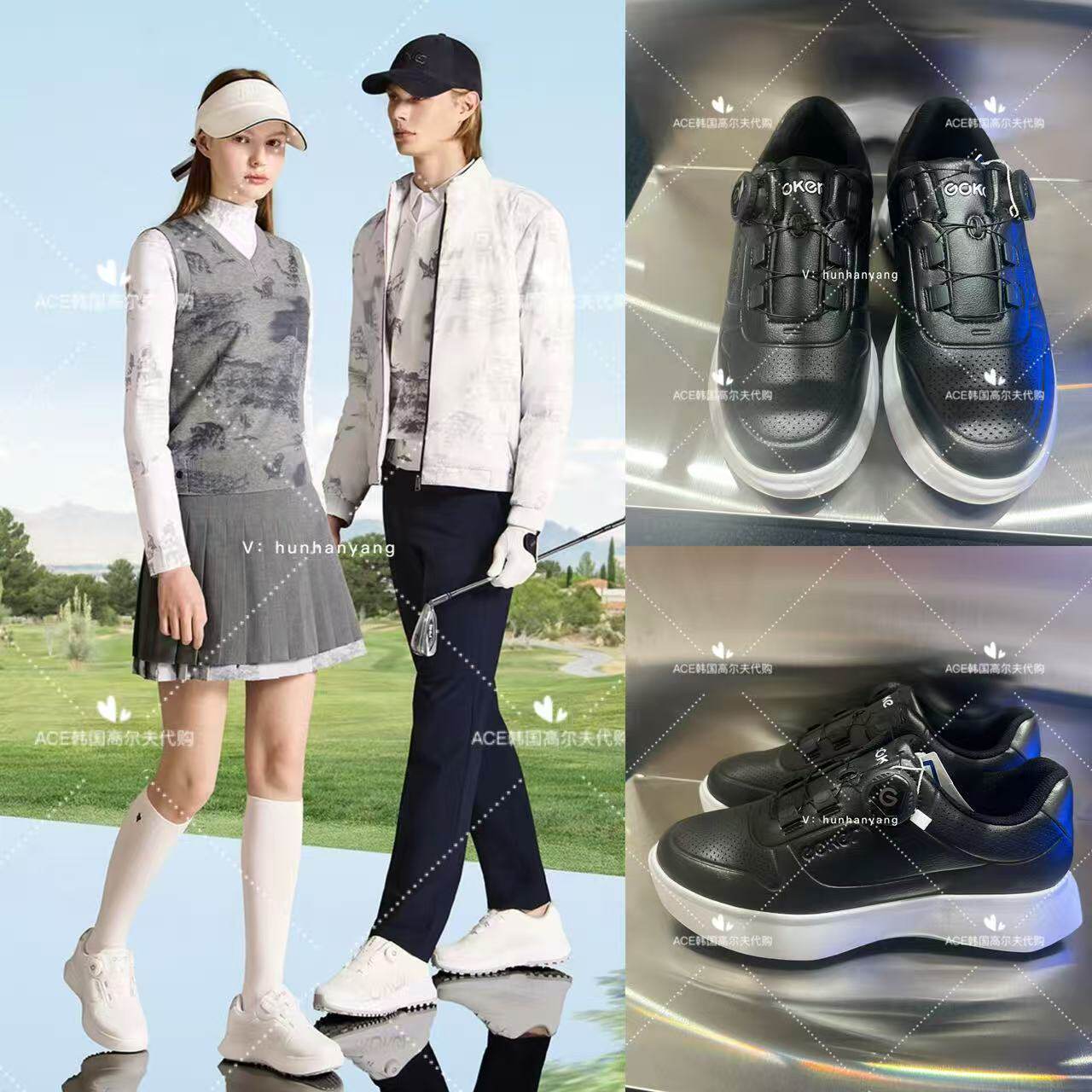 GOKER女士高尔夫球鞋25初秋新款百搭休闲时尚运动厚底增高球鞋