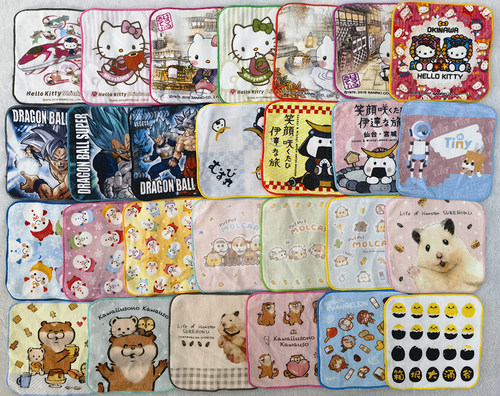 16x16cm外单雪人萌仓鼠外贸纯棉数码印柔软吸水儿童毛巾小方巾