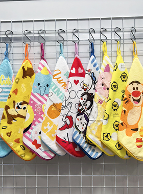 33x33cm小熊雪宝松鼠卡通纯棉全棉包边挂巾儿童擦手方巾小毛巾