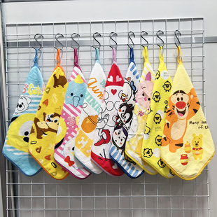 33x33cm小熊雪宝松鼠卡通纯棉全棉包边挂巾儿童擦手方巾小毛巾