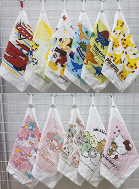 30x32cm日单卡通纯全棉带挂绳大方巾抹布擦手洗碗擦桌吸水毛巾
