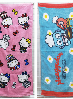 35x80cm凯蒂三丽猫半鱼人外贸全棉柔软成人洗澡洗脸毛巾面巾