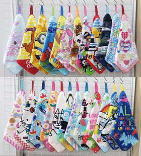 33x33cm恐龙火车花朵卡通儿童幼儿园柔软全棉挂巾擦手脸毛巾