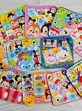 20x20cm萌版tsum叠叠乐纯棉全棉儿童成人擦汗吸水手帕毛巾小方巾