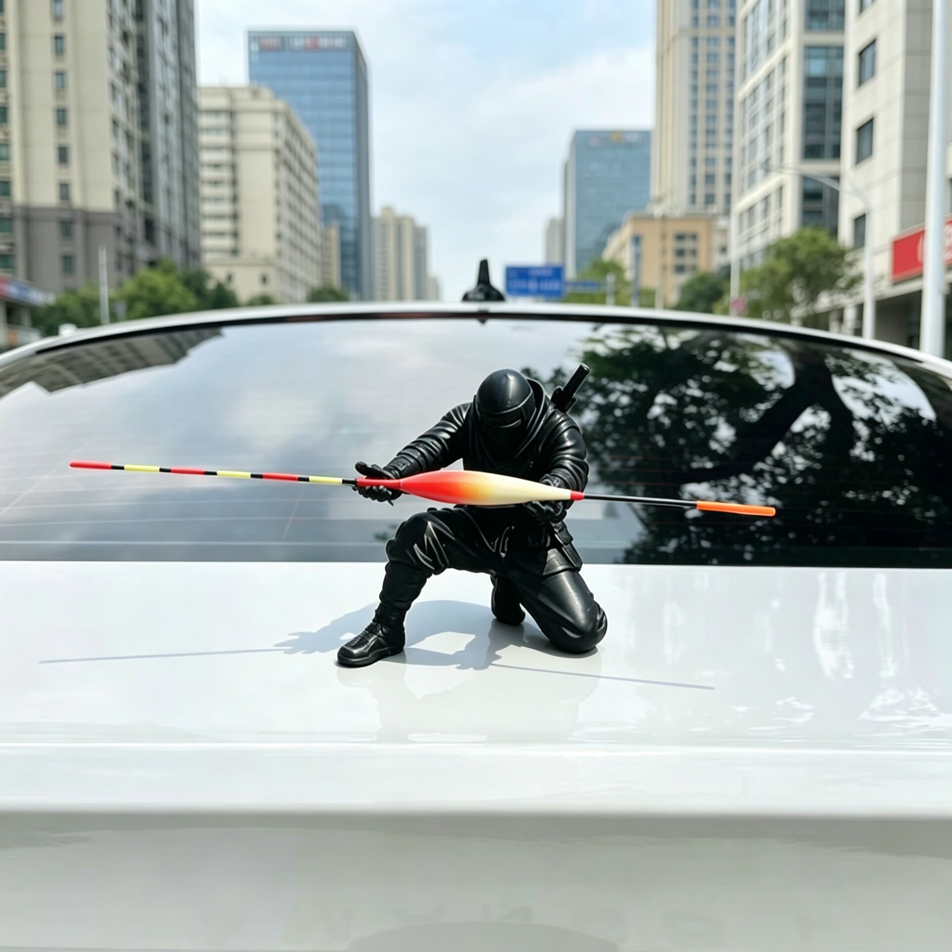 黑武士忍者钓鱼老车外后备箱摆件图片