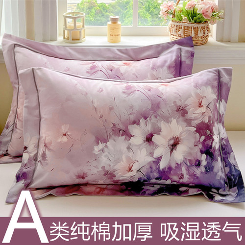 a类加厚纯棉磨毛枕套一对装