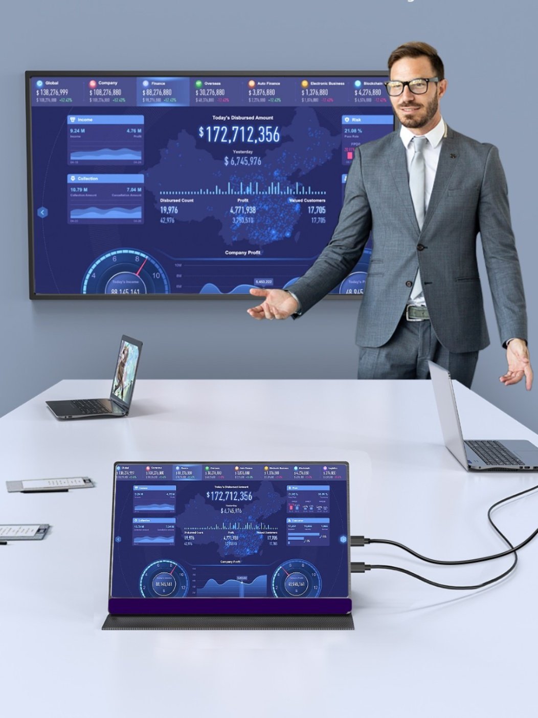 13.3인치 14인치 15.6인치 터치 휴대용 모니터 노트북 컴퓨터 외부 확장 PS4 XBOX 디스플레이