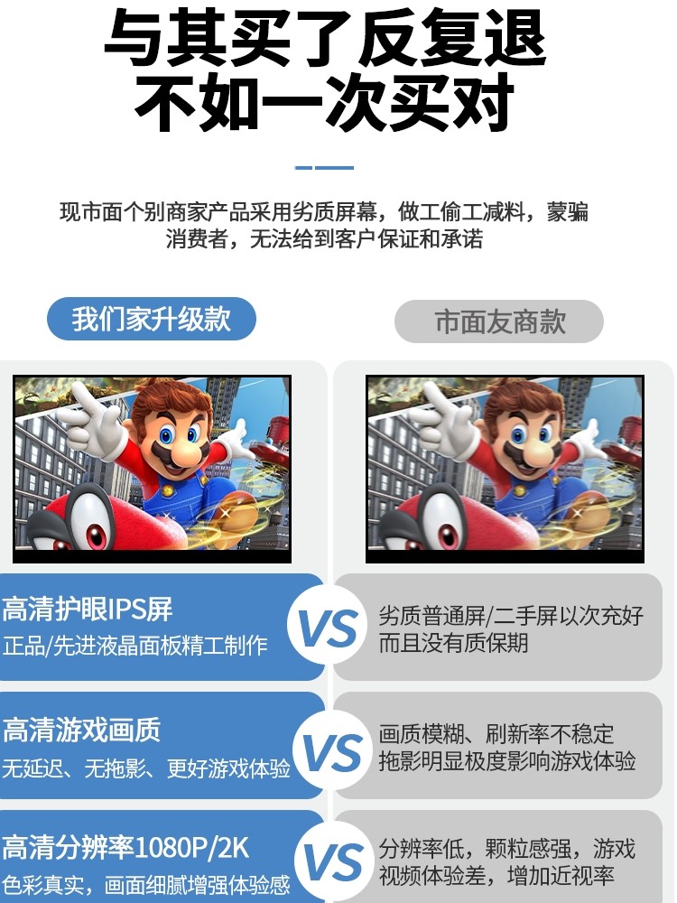 16인치 2.5K 휴대용 모니터 컴퓨터 외부 확장 수직 화면 PS4 PS5 게임 콘솔 스위치 XBOX