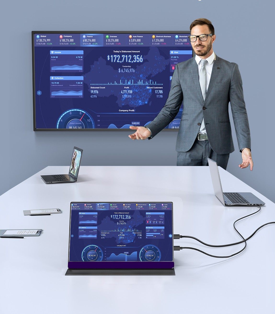 13.3인치 14인치 15.6인치 터치 휴대용 모니터 노트북 컴퓨터 외부 확장 PS4 XBOX 디스플레이