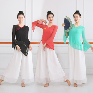 古典舞蹈服女身韵仙气飘逸纱衣中国舞练功服艺考基训演出服上衣