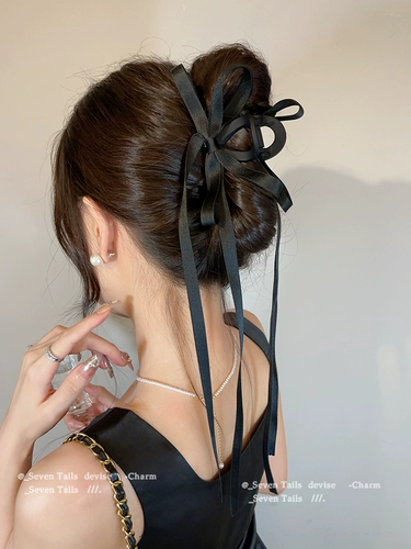 法式芭蕾风蝴蝶结飘带抓夹后脑勺气质高级优雅鲨鱼夹ins网红发夹