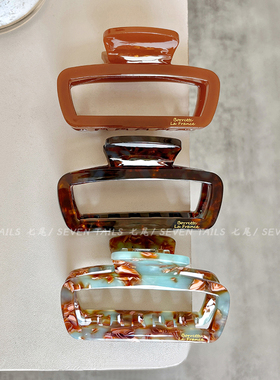 几何镂空头发抓夹玳瑁发夹女后脑勺大号盘发鲨鱼夹子高端时尚发饰