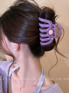 梦幻紫南瓜抓夹女春夏高级感发夹大号发量大鲨鱼夹后脑勺盘发头饰