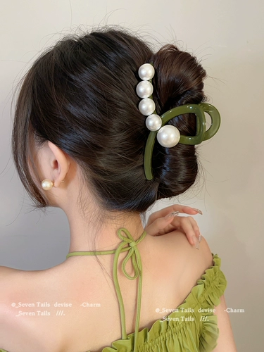 Брендовая заколка-крабик из жемчуга, большая заколка для волос, универсальная акула, простой и элегантный дизайн, коллекция 2023