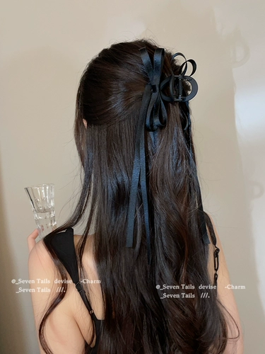 法式芭蕾风蝴蝶结飘带抓夹后脑勺气质高级优雅鲨鱼夹ins网红发夹