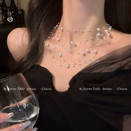 满天星珍珠轻奢小众设计感项链女