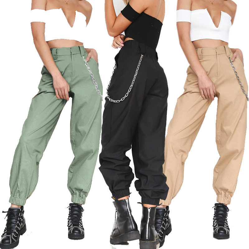 2018秋季新品女装欧个性纯色运动休闲长裤哈伦裤women trousers