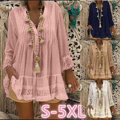 5XLPlusSizeWheLaceBlouse