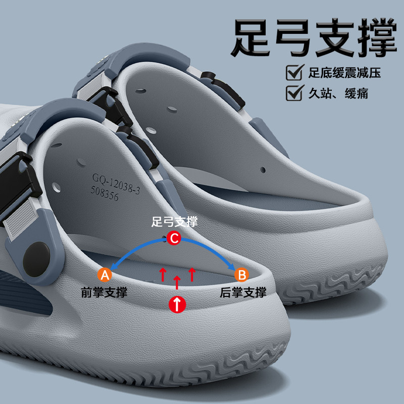 足弓支撑拖鞋男士2026新款夏季户外穿厚底防滑耐磨防臭透气洞洞鞋