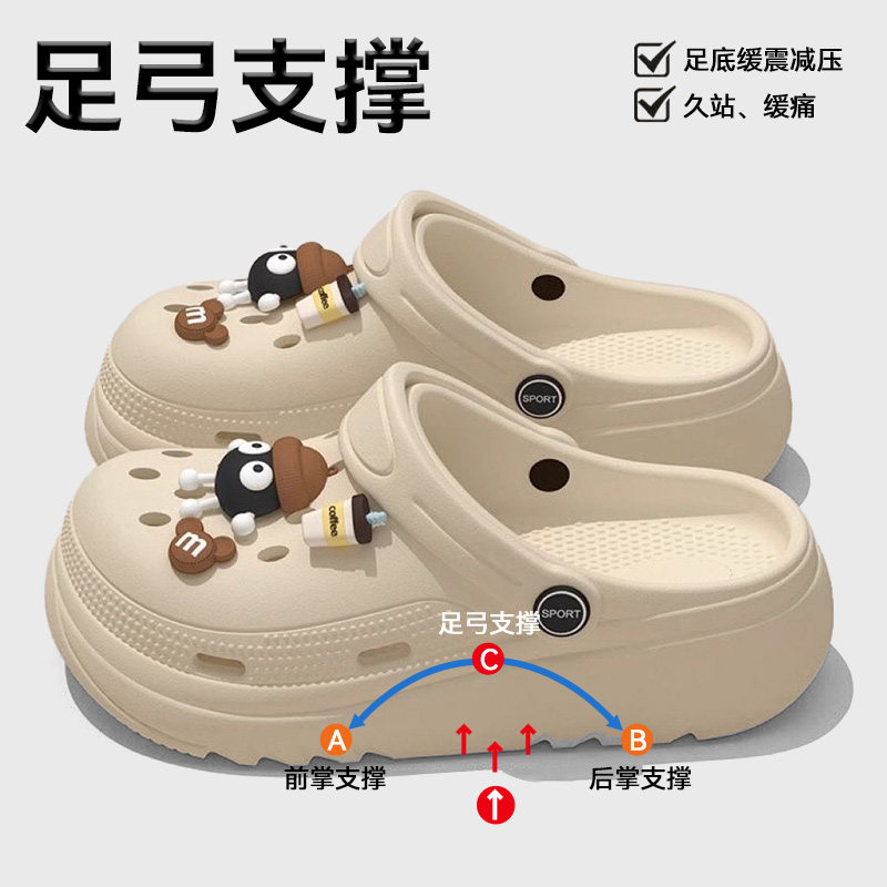 足弓支撑不累脚洞洞鞋女款夏季外穿2025新款厚底防滑防臭eva凉拖