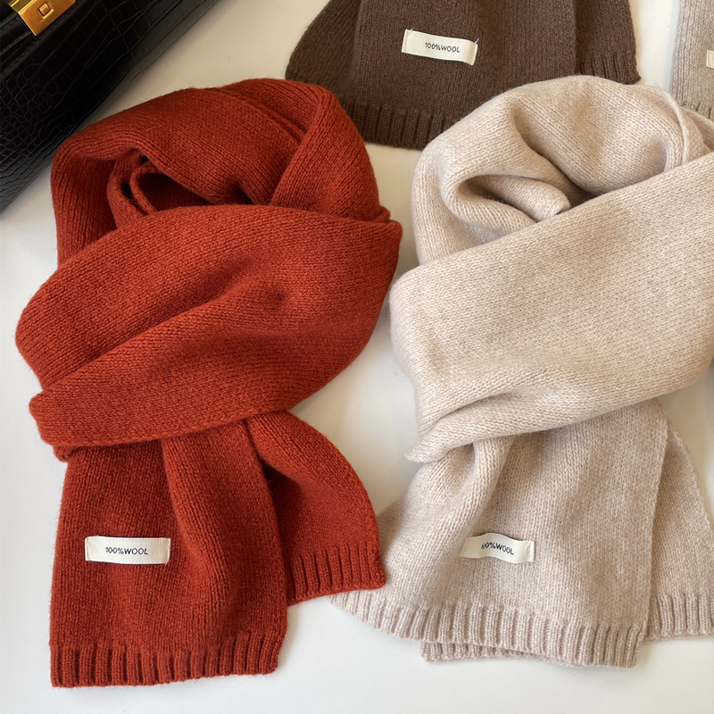 经典纯色羊毛围巾女冬季高级感时尚百搭潮针织毛线围脖2025新款男
