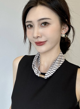 新款吸铁石小丝巾女春夏长条护颈